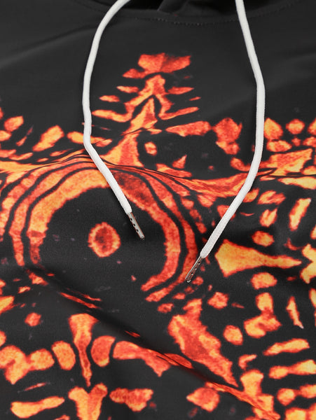 Snowflake Print Pocket Long Sleeve Hoodie