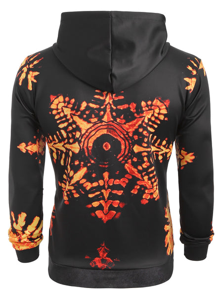 Snowflake Print Pocket Long Sleeve Hoodie