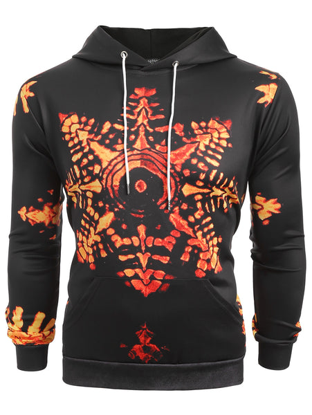 Snowflake Print Pocket Long Sleeve Hoodie