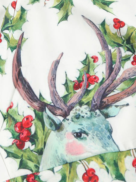 Elk Print Pouch Pocket Long Sleeve Hoodie