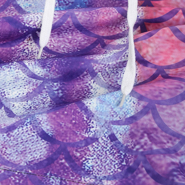 Fish Scale Print Pouch Pocket Hoodie