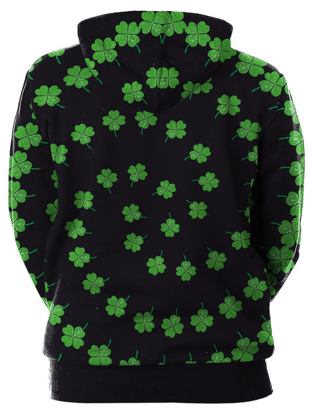 Clover and Cat Printed Pullover Hoodie