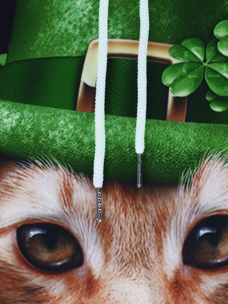 Clover and Cat Printed Pullover Hoodie