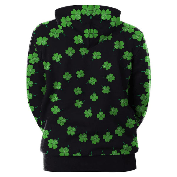 Clover and Cat Printed Pullover Hoodie