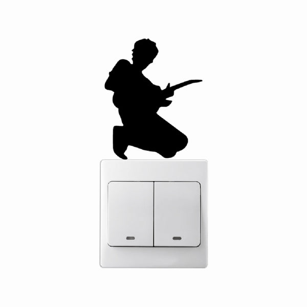 Guitar Player Man Vinyl Light Switch Wall Sticker Creative Silhouette Home Decal
