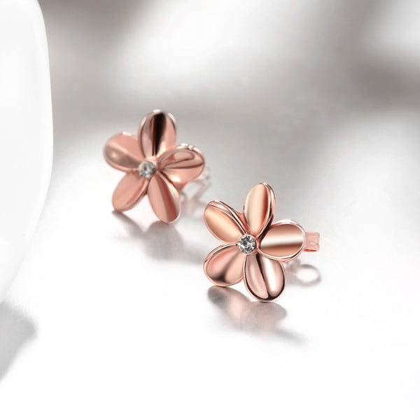 K Gold Europe and America Popular Simple Flower Earrings Plated Rose Gold