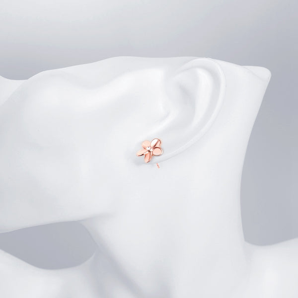 K Gold Europe and America Popular Simple Flower Earrings Plated Rose Gold