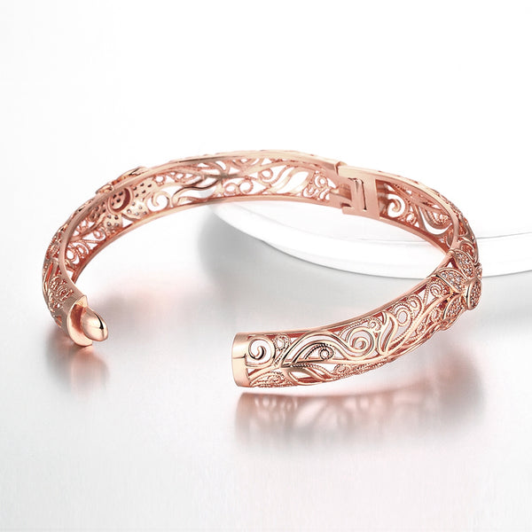 Fashion K Gold Zircon Carving Pattern Female Rose Gold Bracelet