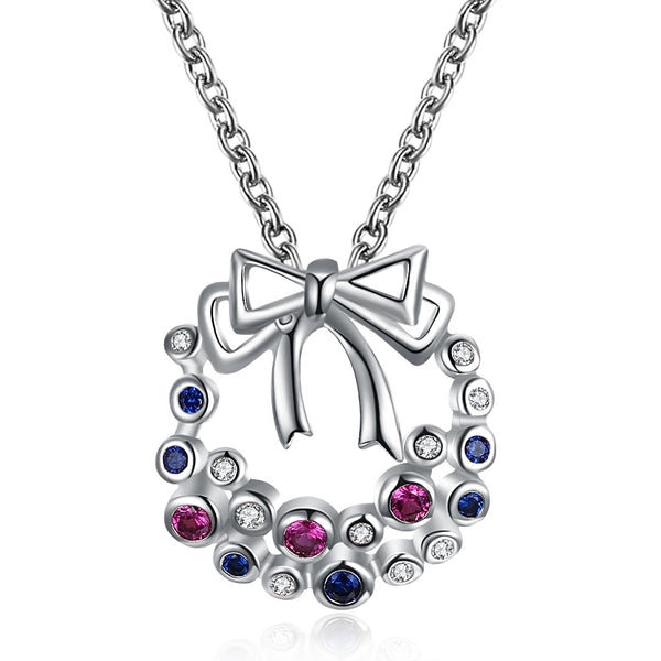 Christmas Zircon Necklace with A Bow