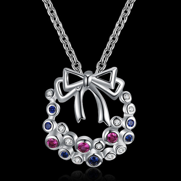 Christmas Zircon Necklace with A Bow