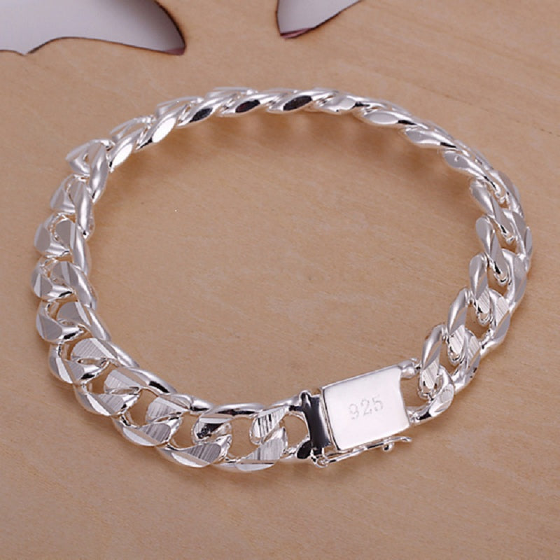 H032 Men's Geometric Silver Chain Bracelet