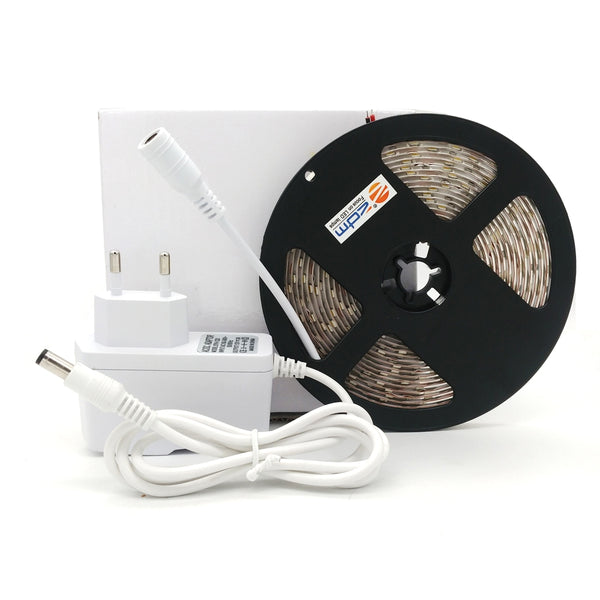 ZDM 5M 24W Non-Waterproof 2835 LED Light Strip and 12V/2A White EU Power Adapter