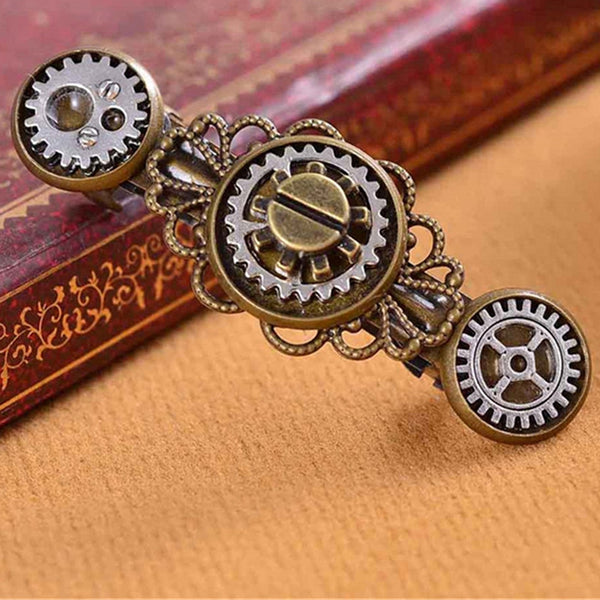 New Style Exaggerated Jewelry Steampunk Gear Alloy Spring Clip Hairpin