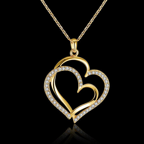 Eco-Friendly Gold Heart-Shaped Pendant Necklace for Ladies