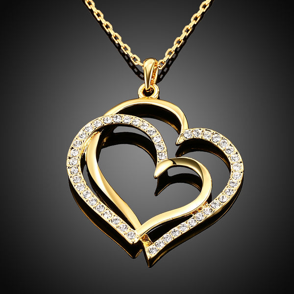 Eco-Friendly Gold Heart-Shaped Pendant Necklace for Ladies