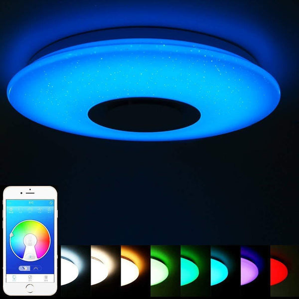 60W RGB LED Ceiling Light bluetooth Music Speaker Lamp Remote APP Control AC220V
