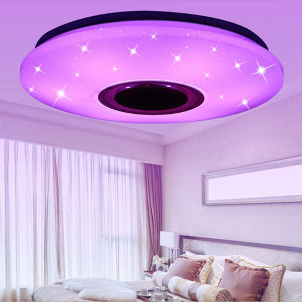 60W RGB LED Ceiling Light bluetooth Music Speaker Lamp Remote APP Control AC220V