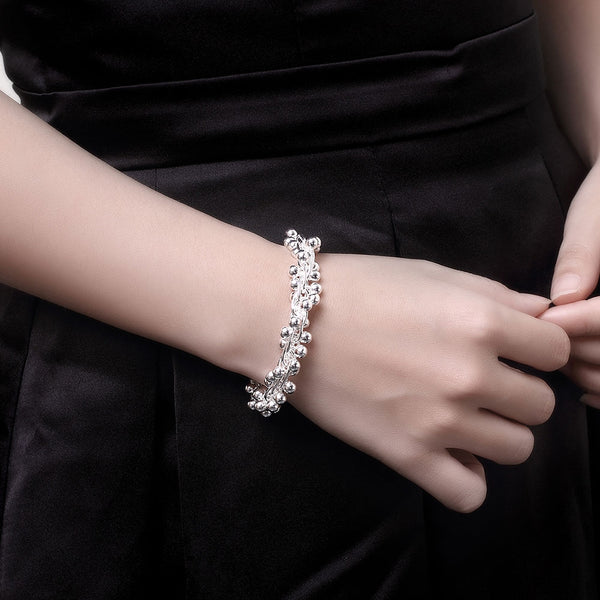 Round Silver Chain Grape Bracelet
