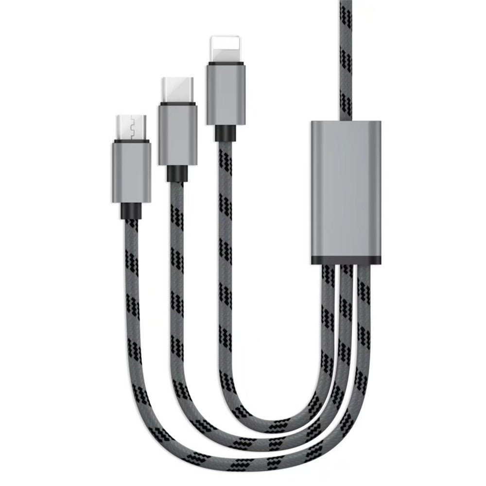 Rapid Series 2.4A 3 in 1 Type-C + 8 Pin + Micro USB Cable