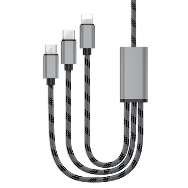Rapid Series 2.4A 3 in 1 Type-C + 8 Pin + Micro USB Cable