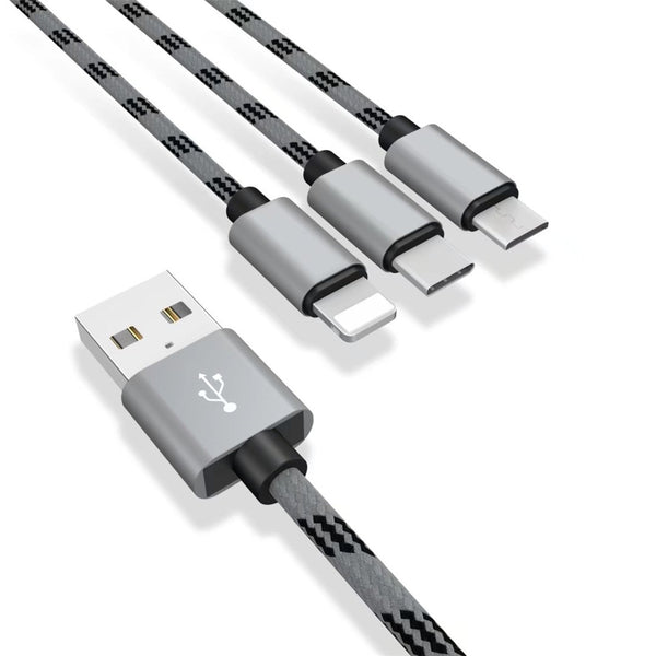 Rapid Series 2.4A 3 in 1 Type-C + 8 Pin + Micro USB Cable