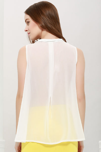 One Pocket Sleeveless Chiffon Shirt