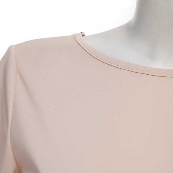 Simple Round Collar Long SLeeve Zipper Design Skinny Midi Dress for Women