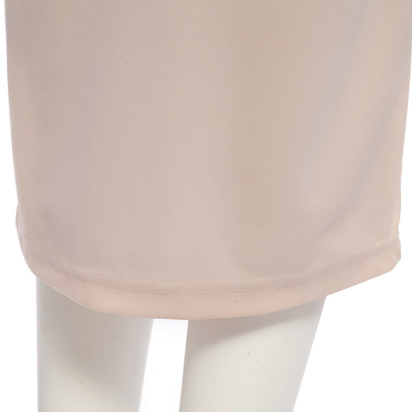 Simple Round Collar Long SLeeve Zipper Design Skinny Midi Dress for Women