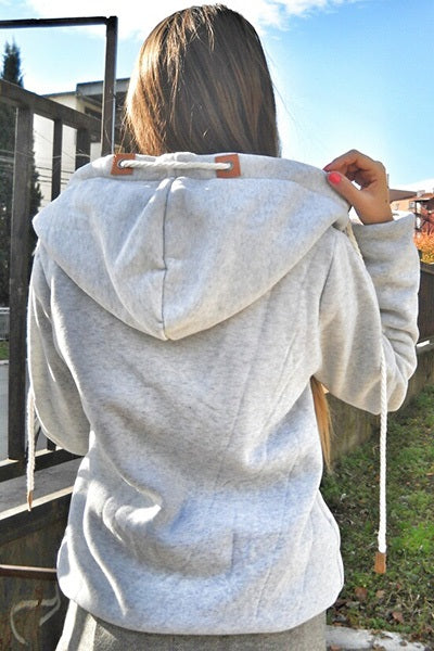 Fashionable Chic Long Sleeve Pure Color Hoodie for Women