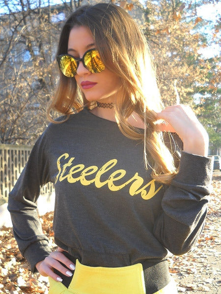 Stylish Scoop Collar Long Sleeve Letter Print Pocket Design Women's Sweatshirt