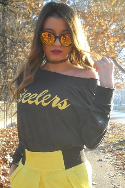 Stylish Scoop Collar Long Sleeve Letter Print Pocket Design Women's Sweatshirt