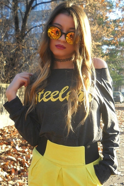 Stylish Scoop Collar Long Sleeve Letter Print Pocket Design Women's Sweatshirt