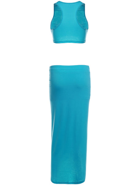 Slit Crop Racerback Two Piece Club Dress