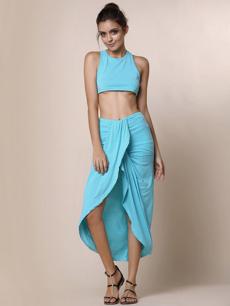 Slit Crop Racerback Two Piece Club Dress