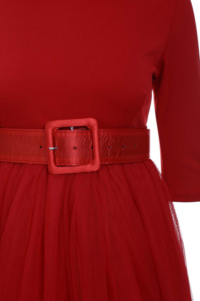 Peter Pan Collar Long Sleeve A-Line Midi Dress