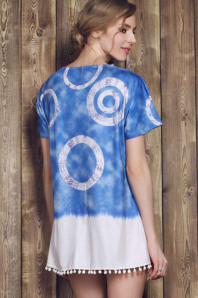Casual Style Round Neck Short Sleeve Tie Dye Women's Mini Dress