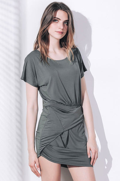 Short Sleeve Asymmetrical T Shirt Dress