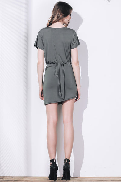 Short Sleeve Asymmetrical T Shirt Dress