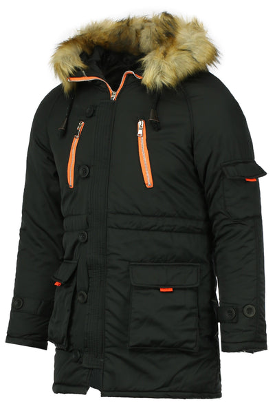 Color Block Multi-Zipper Stereo Patch Pocket Detachable Hooded Long Sleeves Men's Fitted Coat