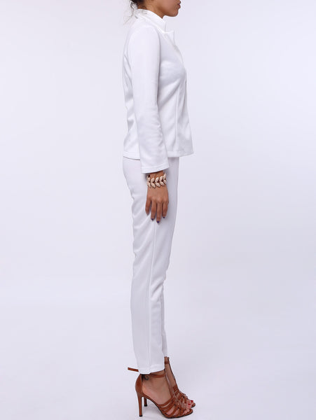 Stylish Lapel Long Sleeve Solid Color Blazer + Skinny Pants Women's Twinset