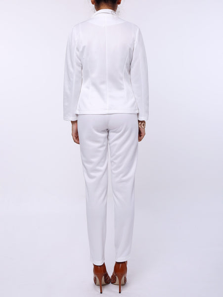 Stylish Lapel Long Sleeve Solid Color Blazer + Skinny Pants Women's Twinset