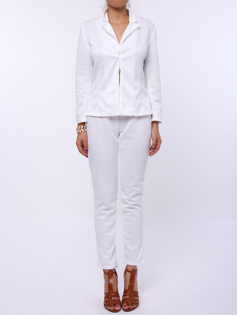 Stylish Lapel Long Sleeve Solid Color Blazer + Skinny Pants Women's Twinset