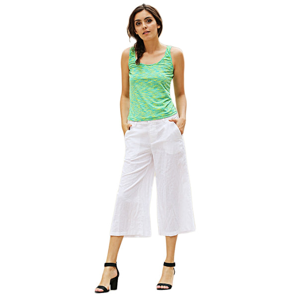 Simple Scoop Collar Sleeveless Cotton Blend Tank Top for Women