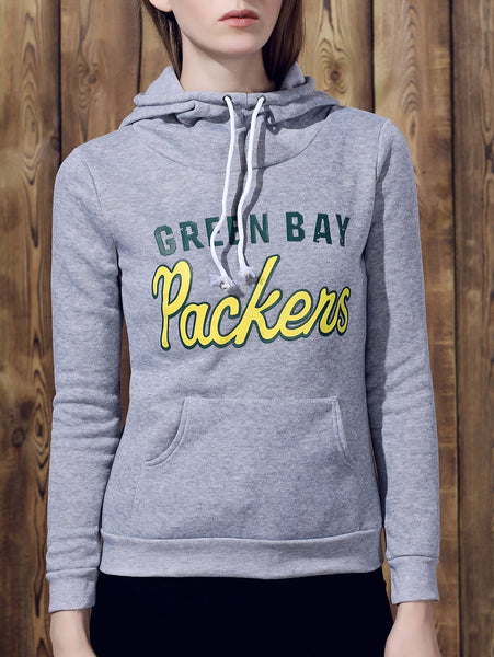 Casual Hooded Letter Print Drawstring Long Sleeve Hoodie For Women