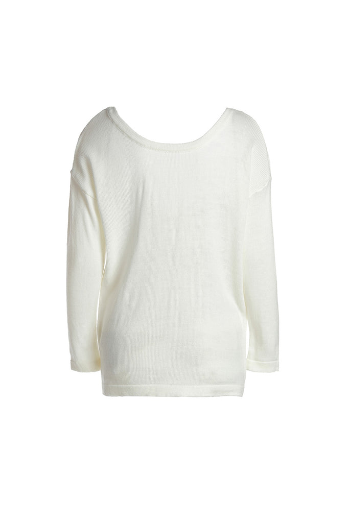Stylish Round Neck Long Sleeve Backless Loose-Fitting Women's Knitwear