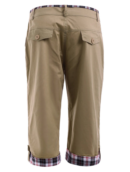 Checked Crimping Chino Capri Pants