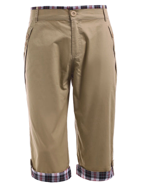 Checked Crimping Chino Capri Pants