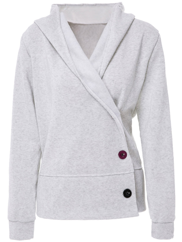 Single Breasted Hooded Casual Hoodie