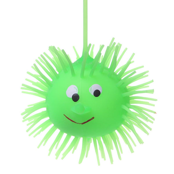 1pc Creative Flash LED Light Up Smile Face Squeeze Hedgehog Ball Toy for Kid