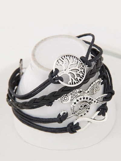 Music Notation Life Tree Owl Braided Bracelet